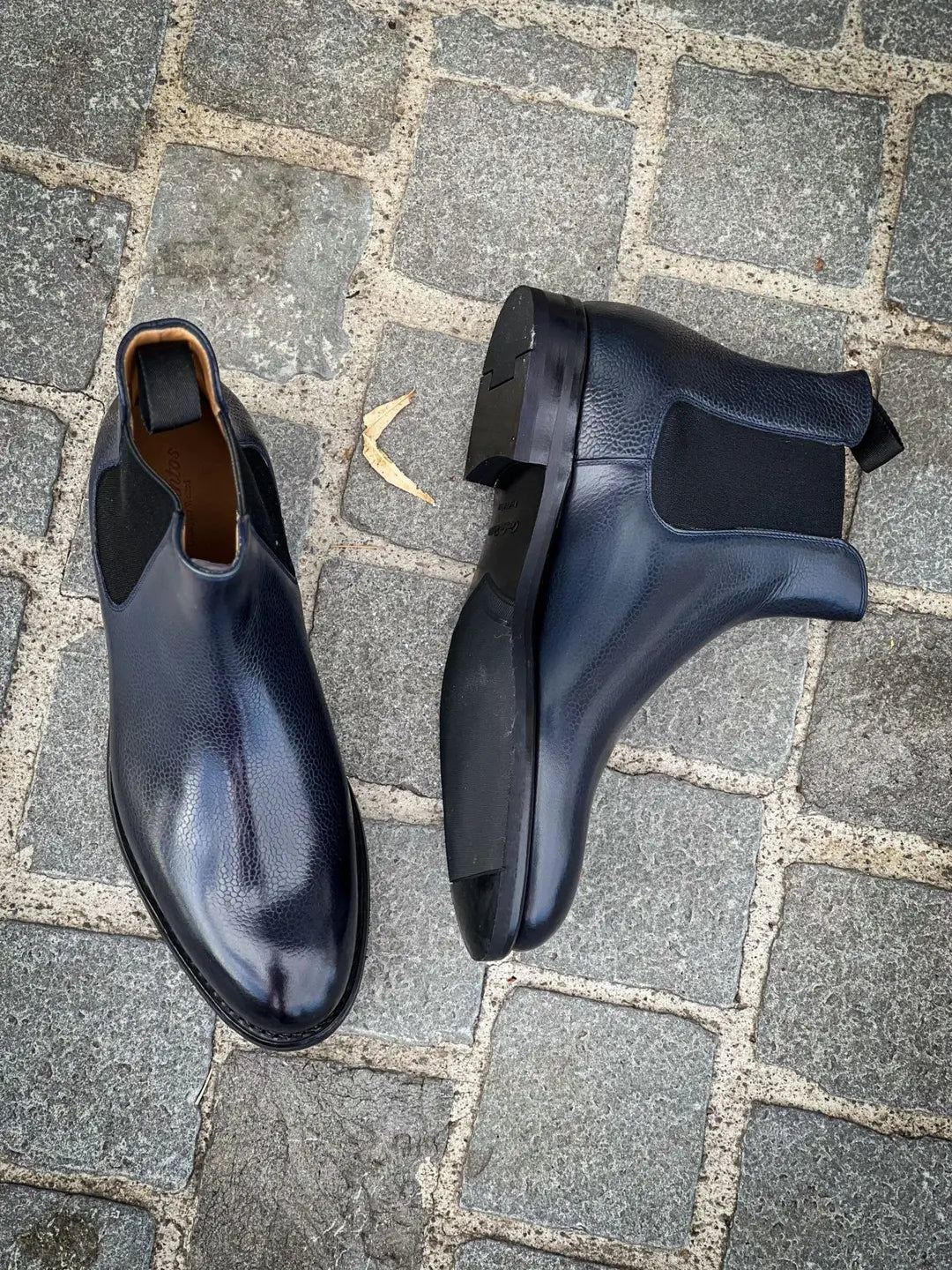 Carlos Santos Chelsea Boot Navy Grain, view 2