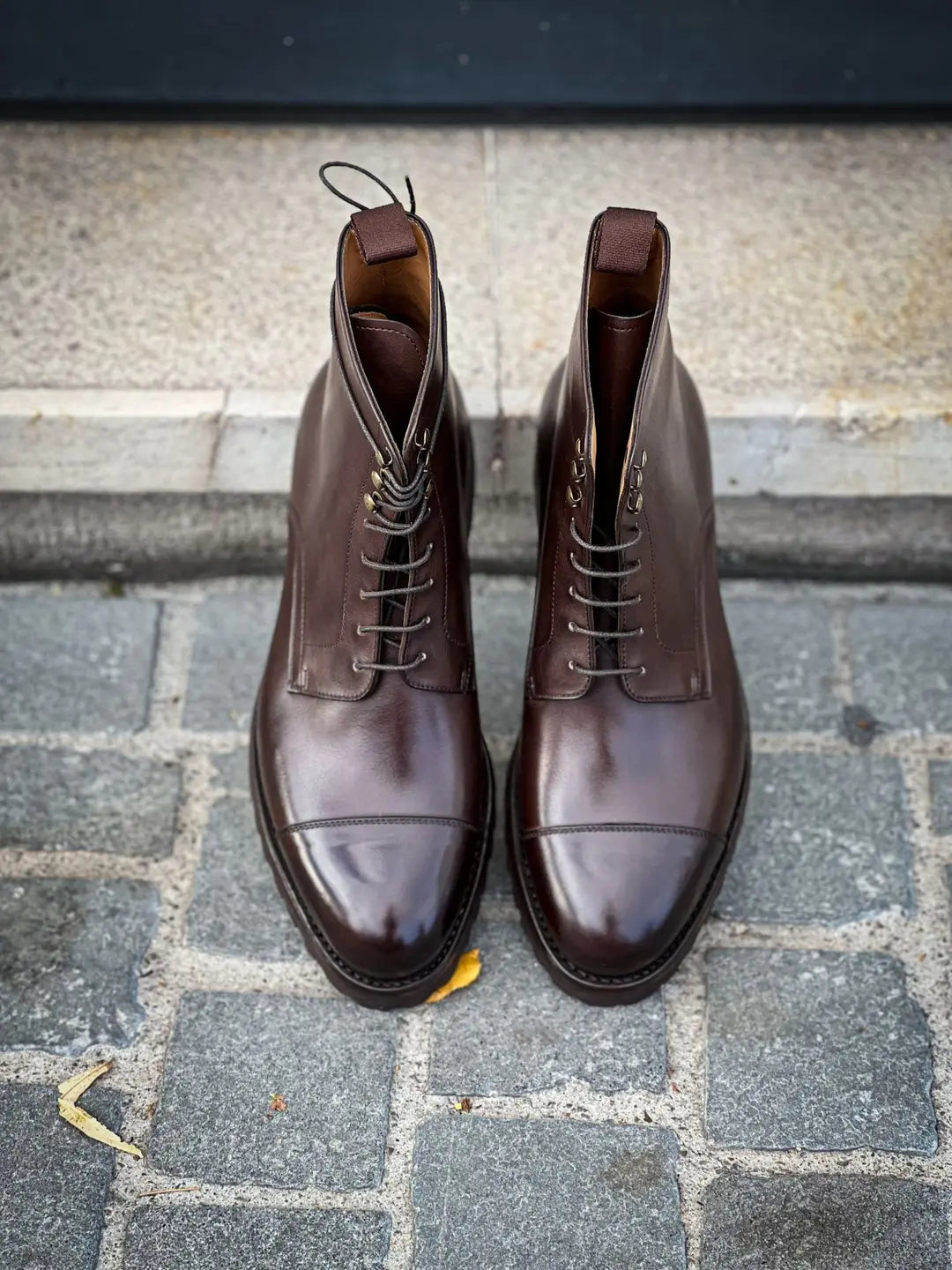 Carlos Santos Brown Lace Up Boot in calf leather, view 5