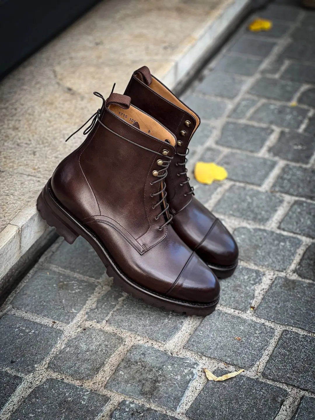 Carlos Santos Brown Lace Up Boot in calf leather