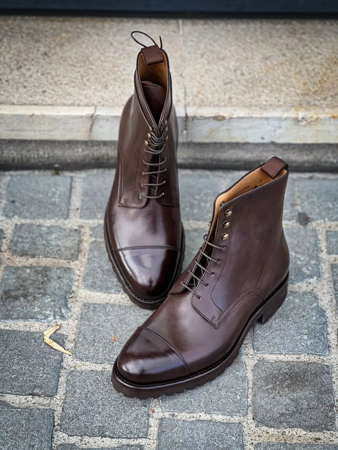 Carlos Santos Brown Lace Up Boot in calf leather, view 3