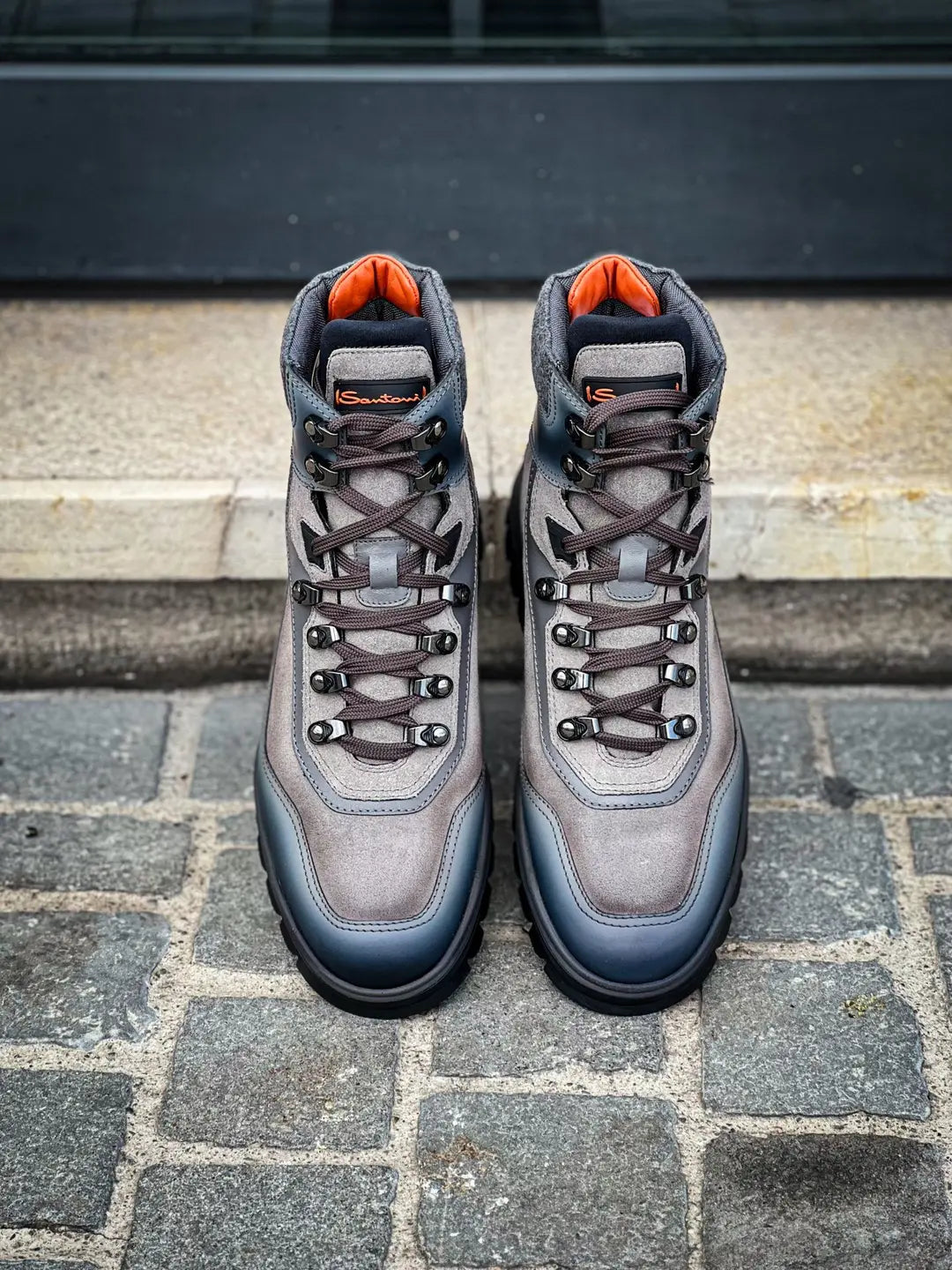 Santoni Gore Tex Alpine Boot Grey in suede, view 6
