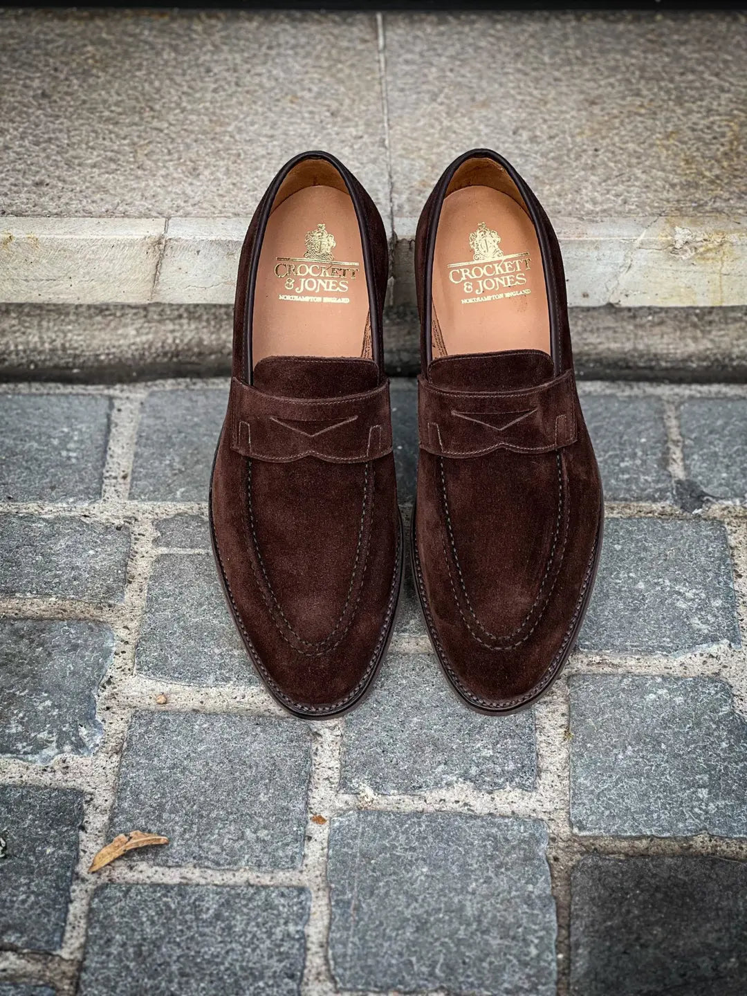 Crockett & Jones Sydney Dark Brown Suede Penny Loafer, view 5