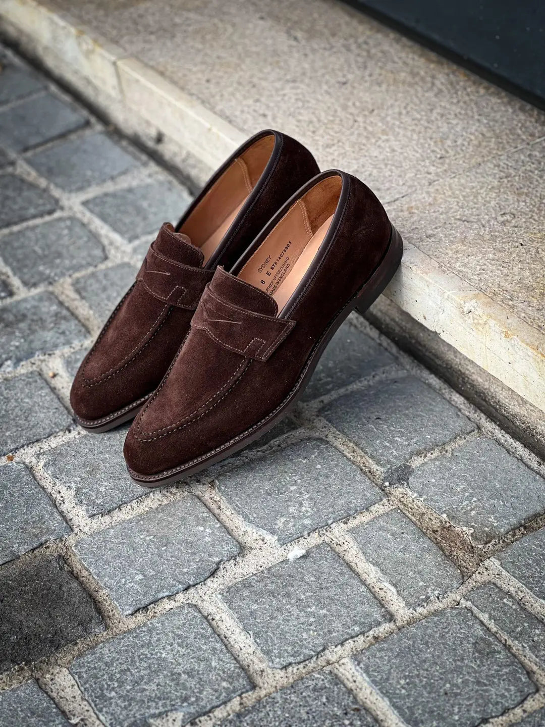 Crockett & Jones Sydney Dark Brown Suede Penny Loafer, view 4