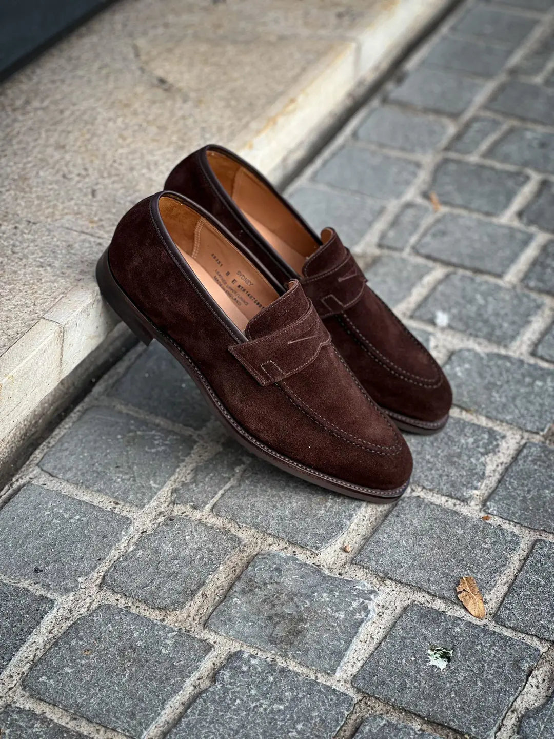 Crockett & Jones Sydney Dark Brown Suede Penny Loafer