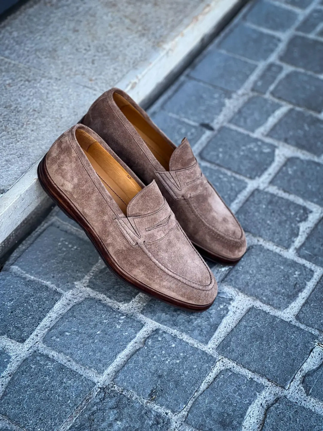 Bontoni Principe Beige Suede Penny Loafer