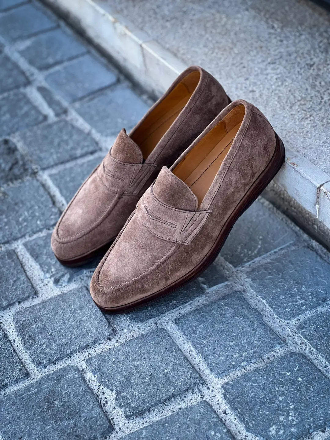 Bontoni Principe Beige Suede Penny Loafer, view 4