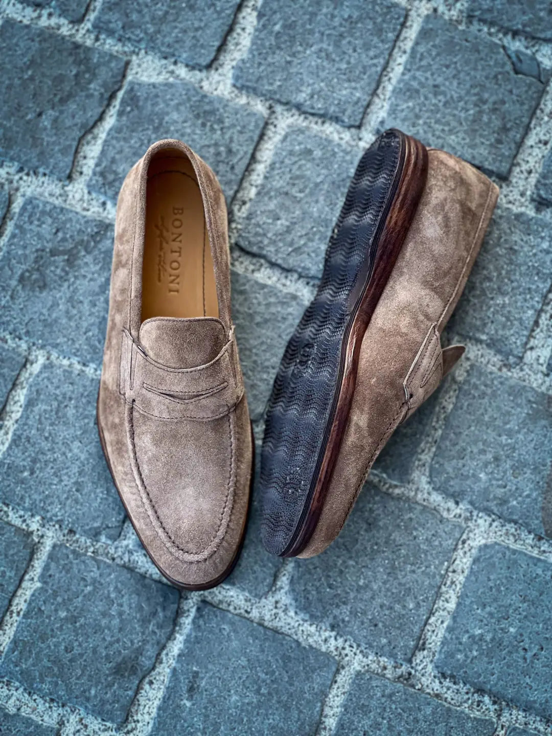 Bontoni Principe Beige Suede Penny Loafer, view 2