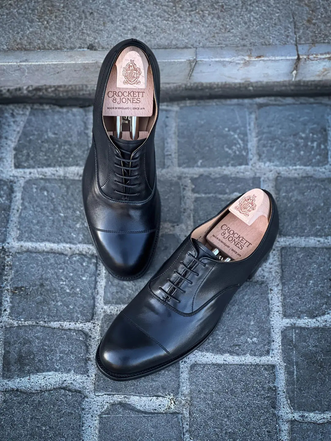 Crockett & Jones Tresco Black Milled Calf Oxford, view 2