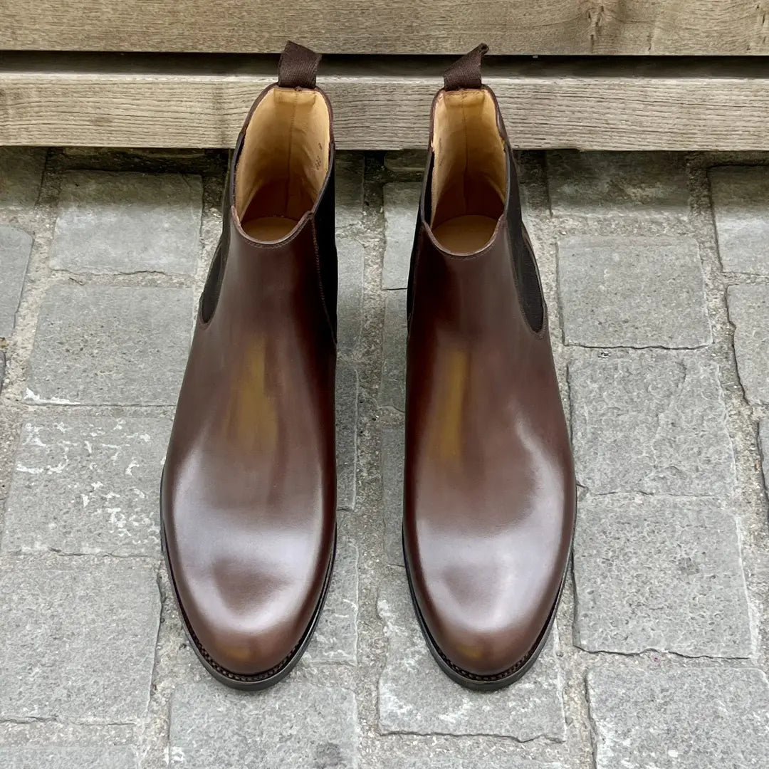 TLB Dark Brown Chelsea Boots in calf leather, view 5