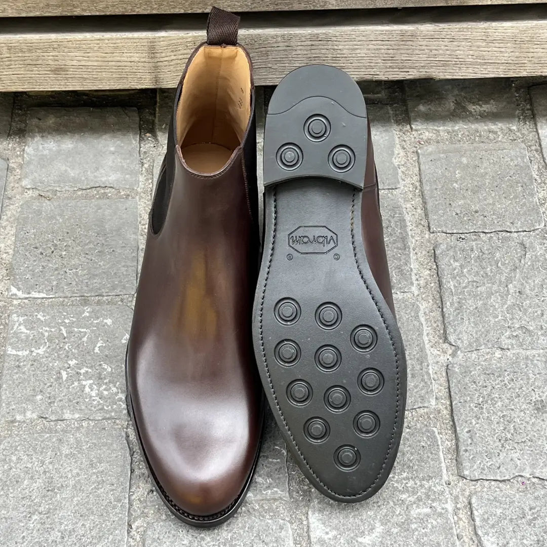 TLB Dark Brown Chelsea Boots in calf leather, view 4