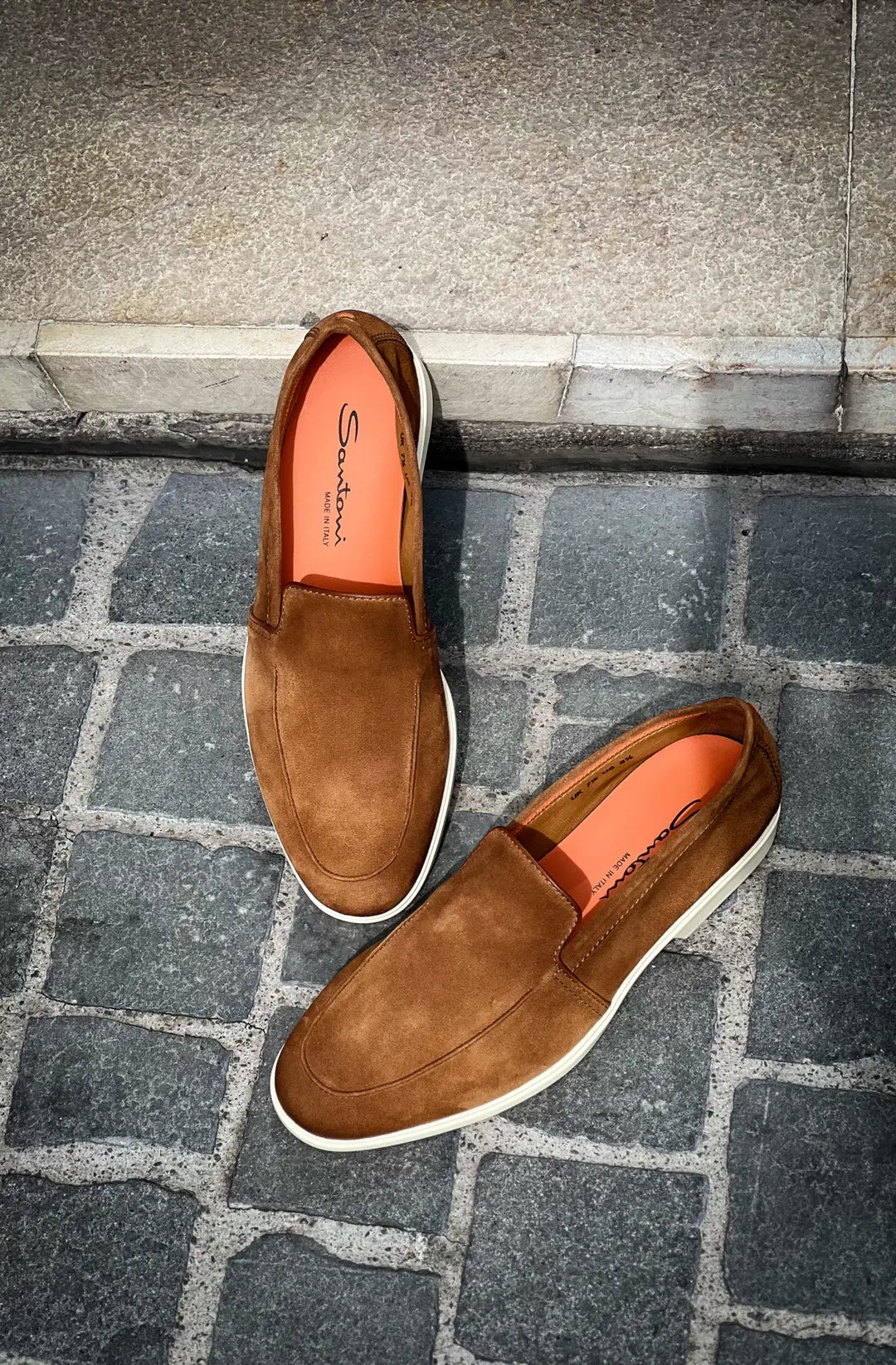 Santoni Slipper Loafer Light Brown Suede, view 3