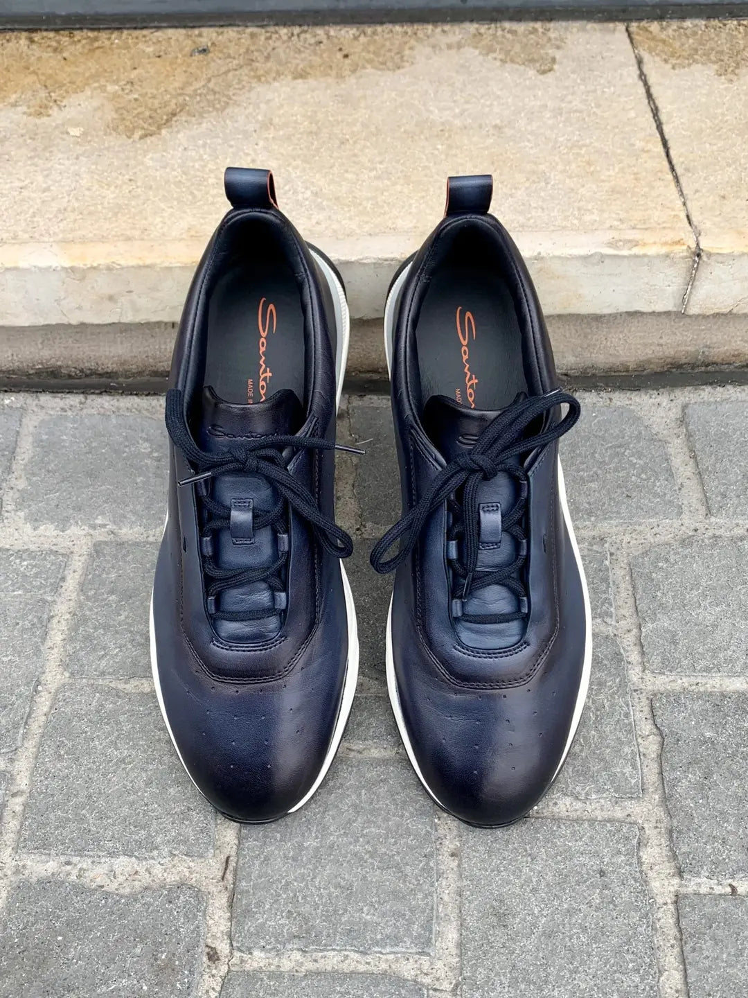Santoni Easy Sneakers in calf leather, view 3
