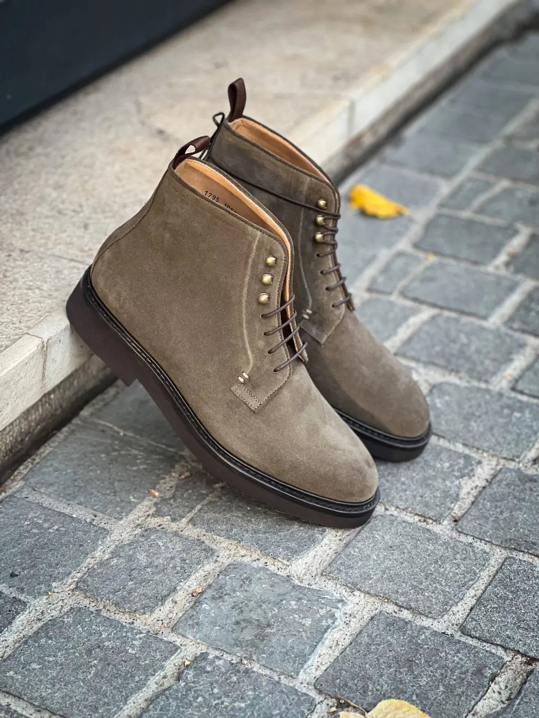 Carlos Santos Lace Up Boot Khaki Suede