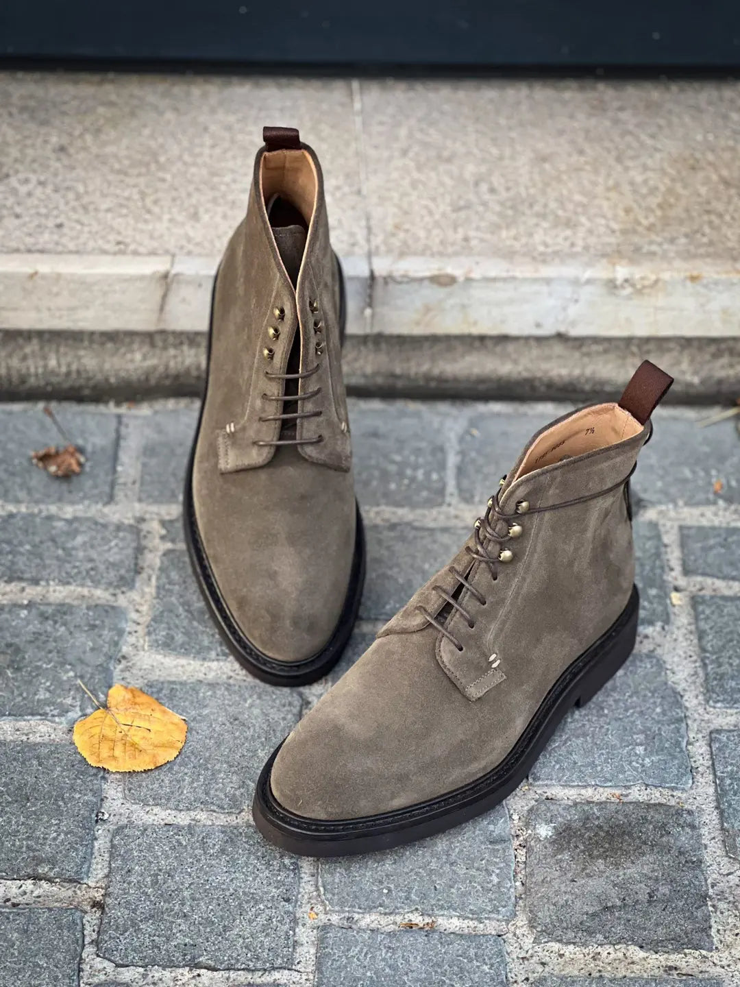 Carlos Santos Lace Up Boot Khaki Suede, view 3