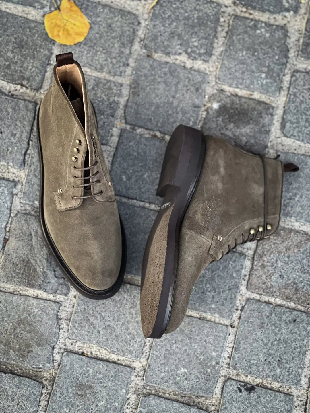 Carlos Santos Lace Up Boot Khaki Suede, view 2