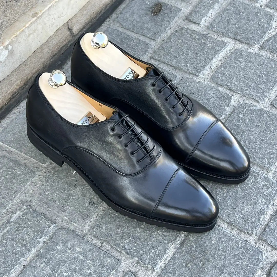 Bontoni Savoia Flex Black Oxford in calf leather