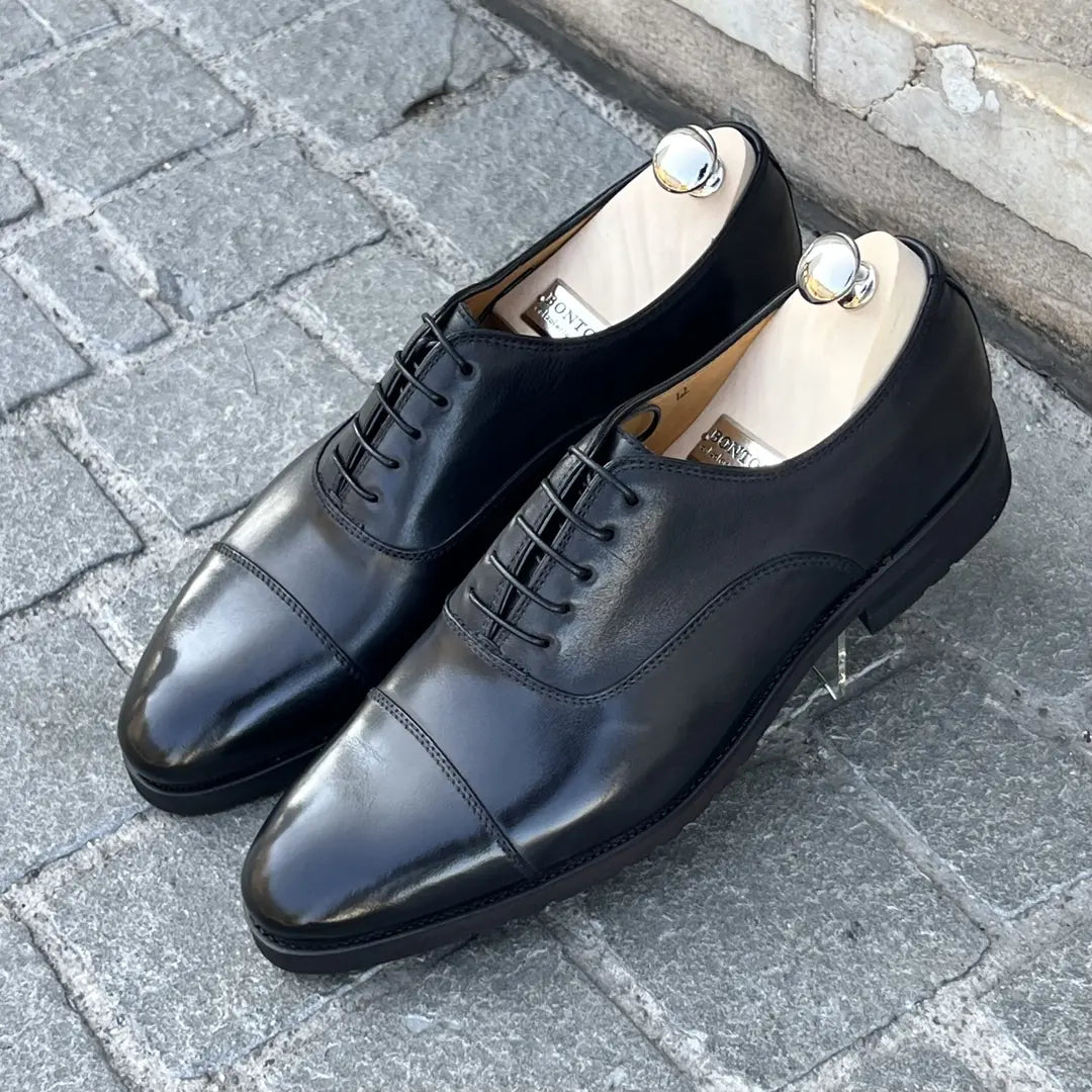 Bontoni Savoia Flex Black Oxford in calf leather, view 3