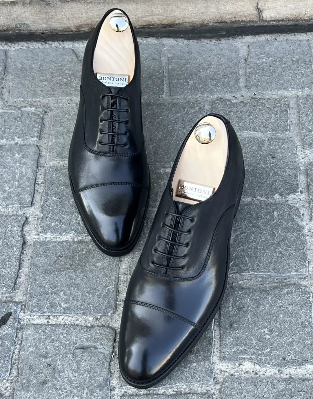 Bontoni Savoia Flex Black Oxford in calf leather, view 4