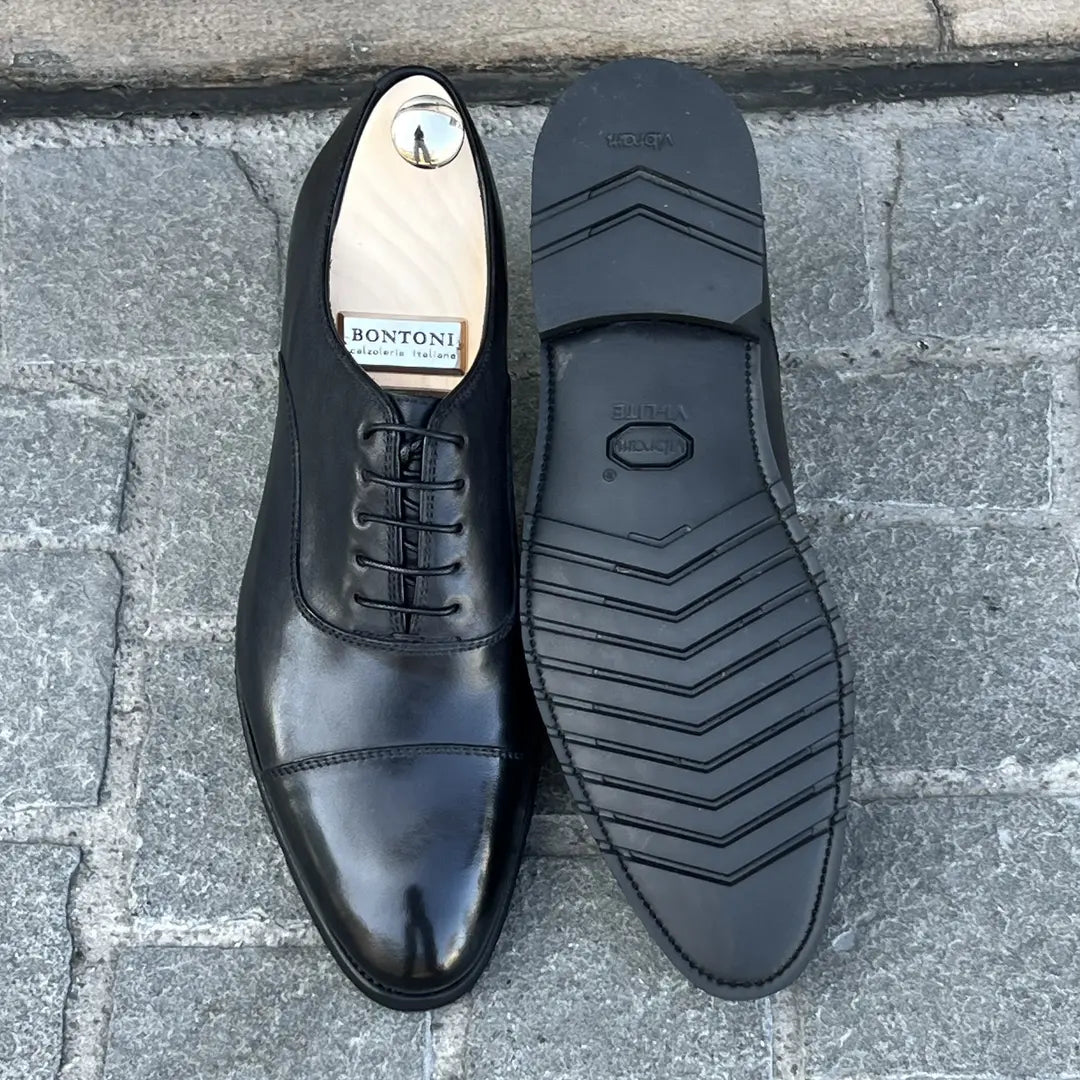 Bontoni Savoia Flex Black Oxford in calf leather, view 2