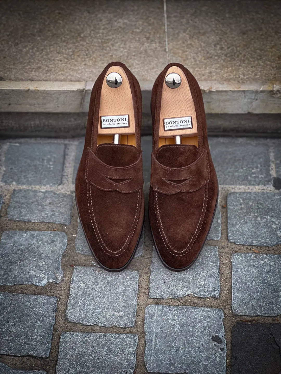 Bontoni Principe Dark Brown Suede Penny Loafer, view 5