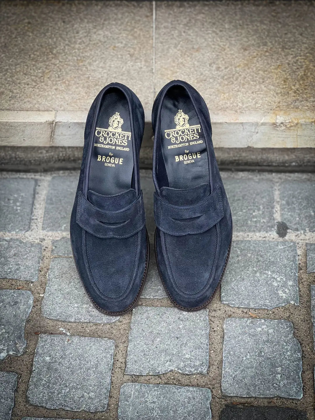 Crockett & Jones Columbia Indigo Suede Penny Loafer, view 5