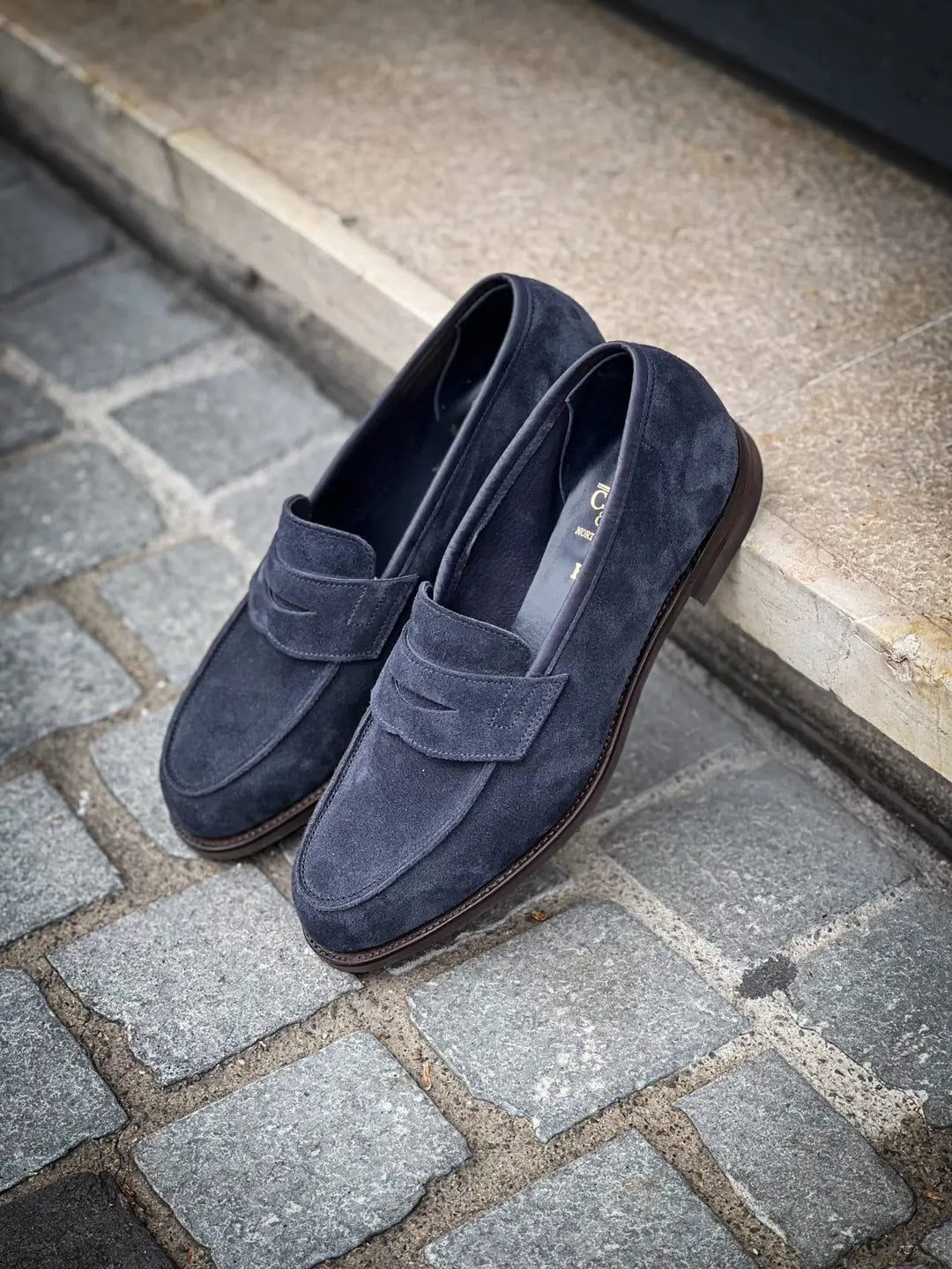 Crockett & Jones Columbia Indigo Suede Penny Loafer, view 4