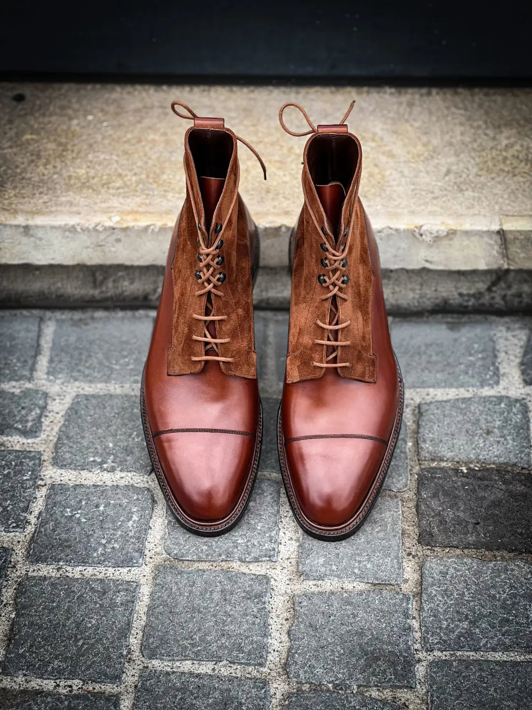 Crockett & Jones Perth Chesnut Calf & Polo Brown Suede Boot, view 6