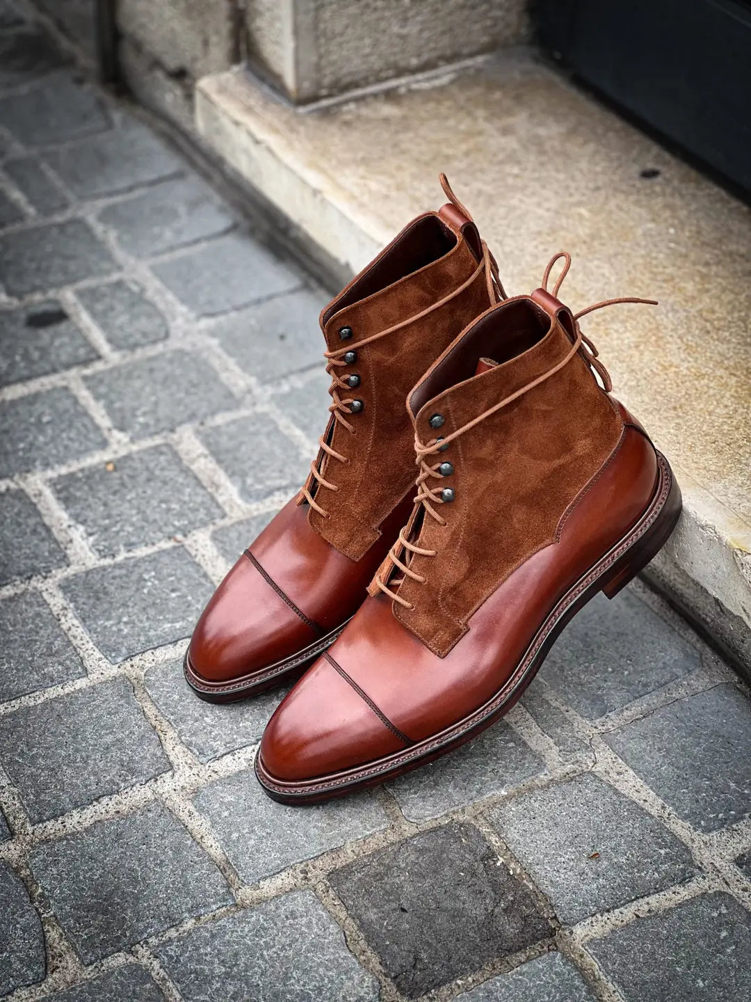 Crockett & Jones Perth Chesnut Calf & Polo Brown Suede Boot, view 5