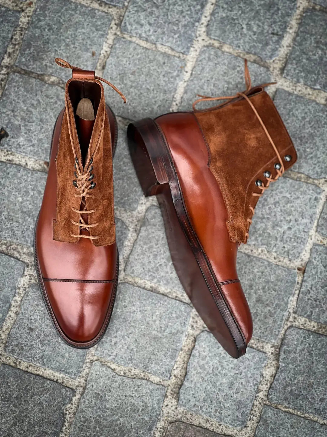 Crockett & Jones Perth Chesnut Calf & Polo Brown Suede Boot