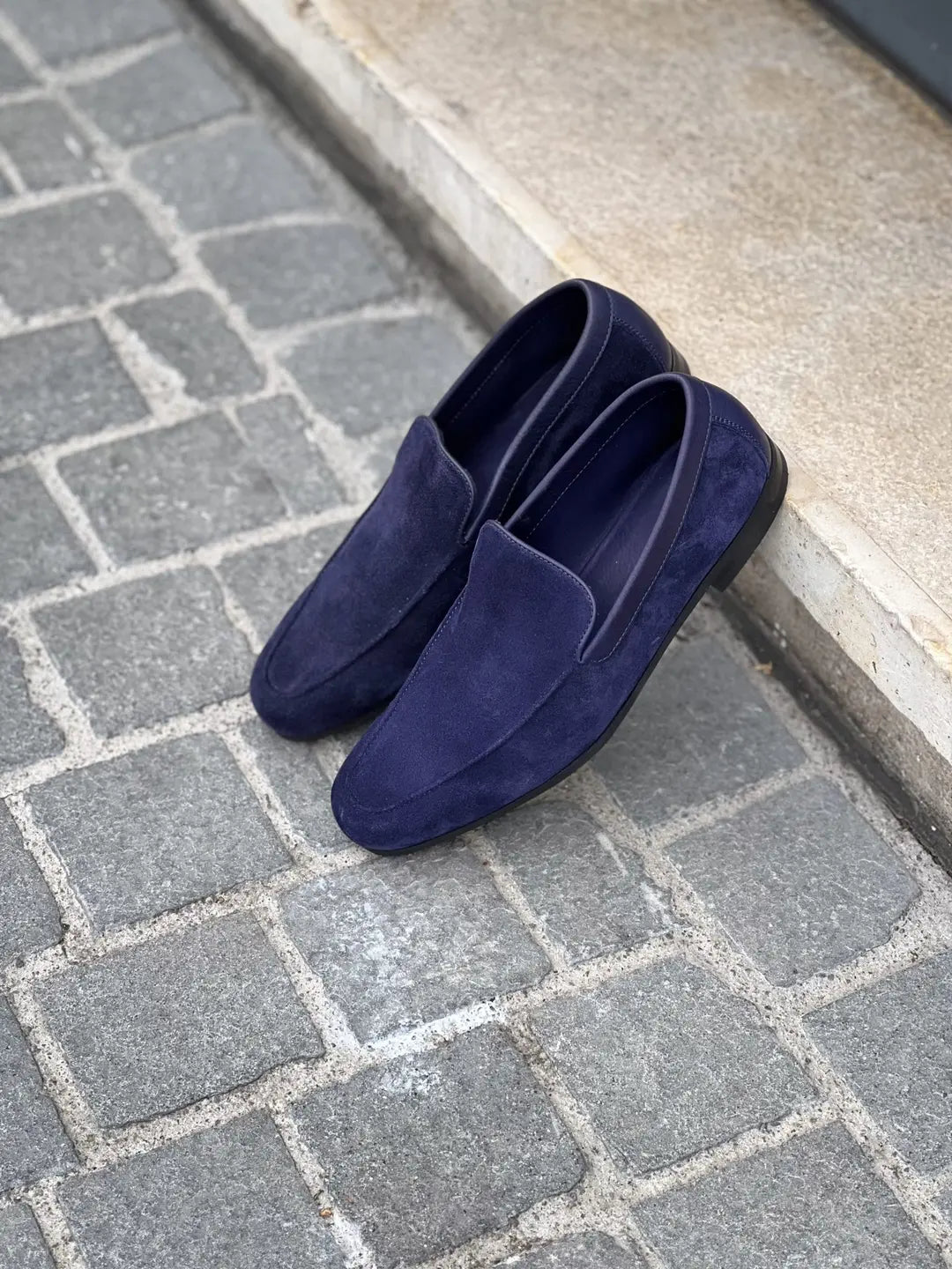John Lobb Tyne Navy Suede Loafer, view 4