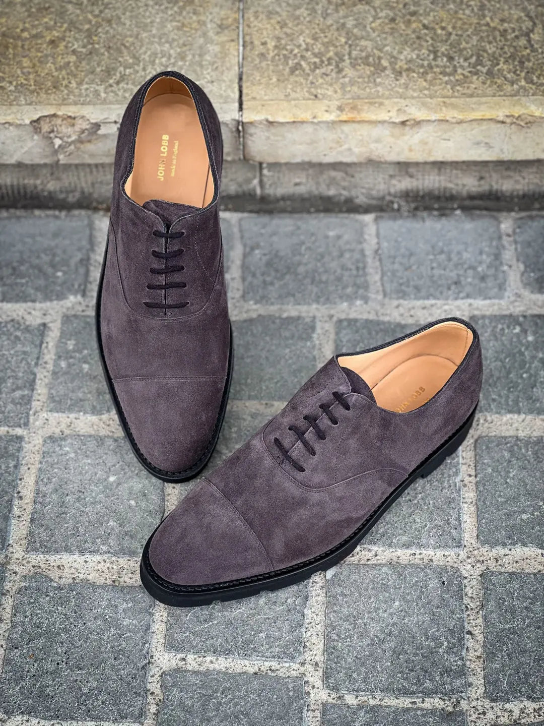 John Lobb City II Charcoal Suede Oxford, view 3