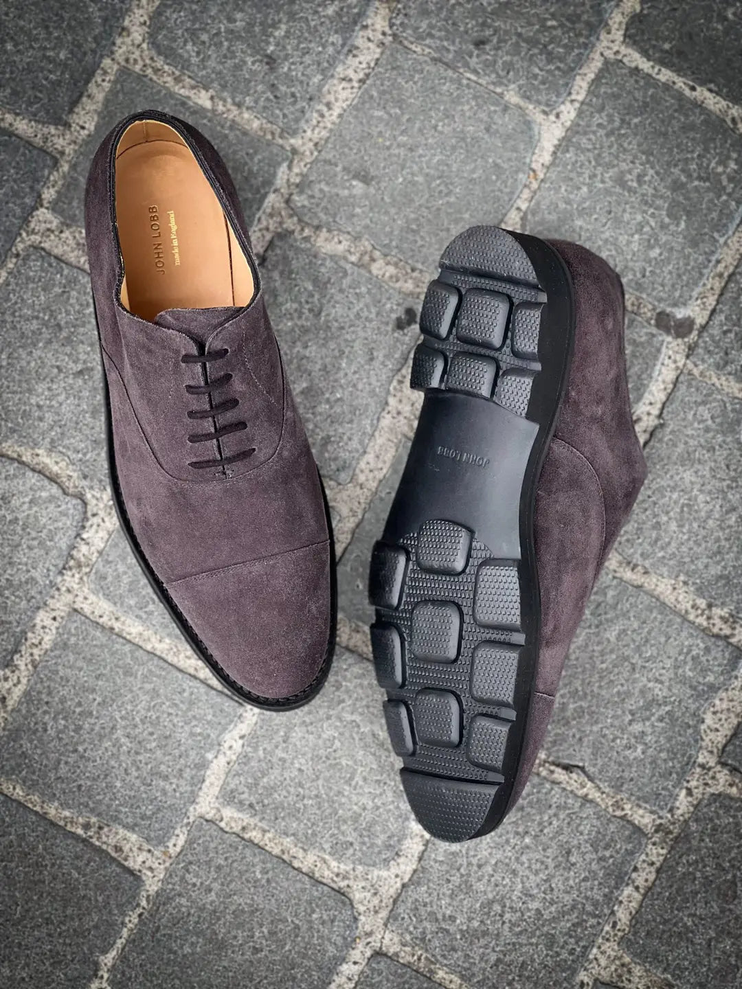 John Lobb City II Charcoal Suede Oxford, view 2