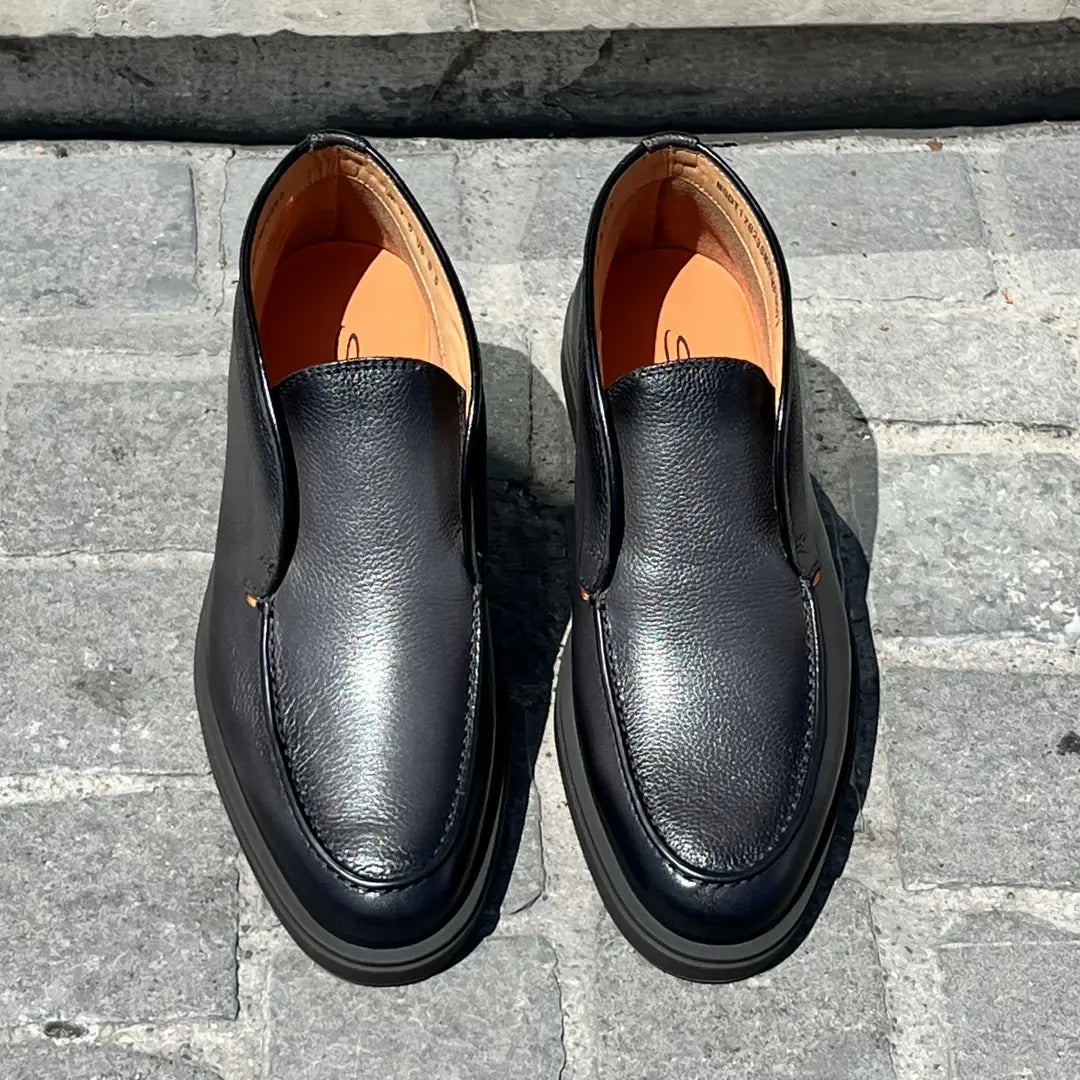 Santoni Slip On Boots in Scotch grain leather, view 2