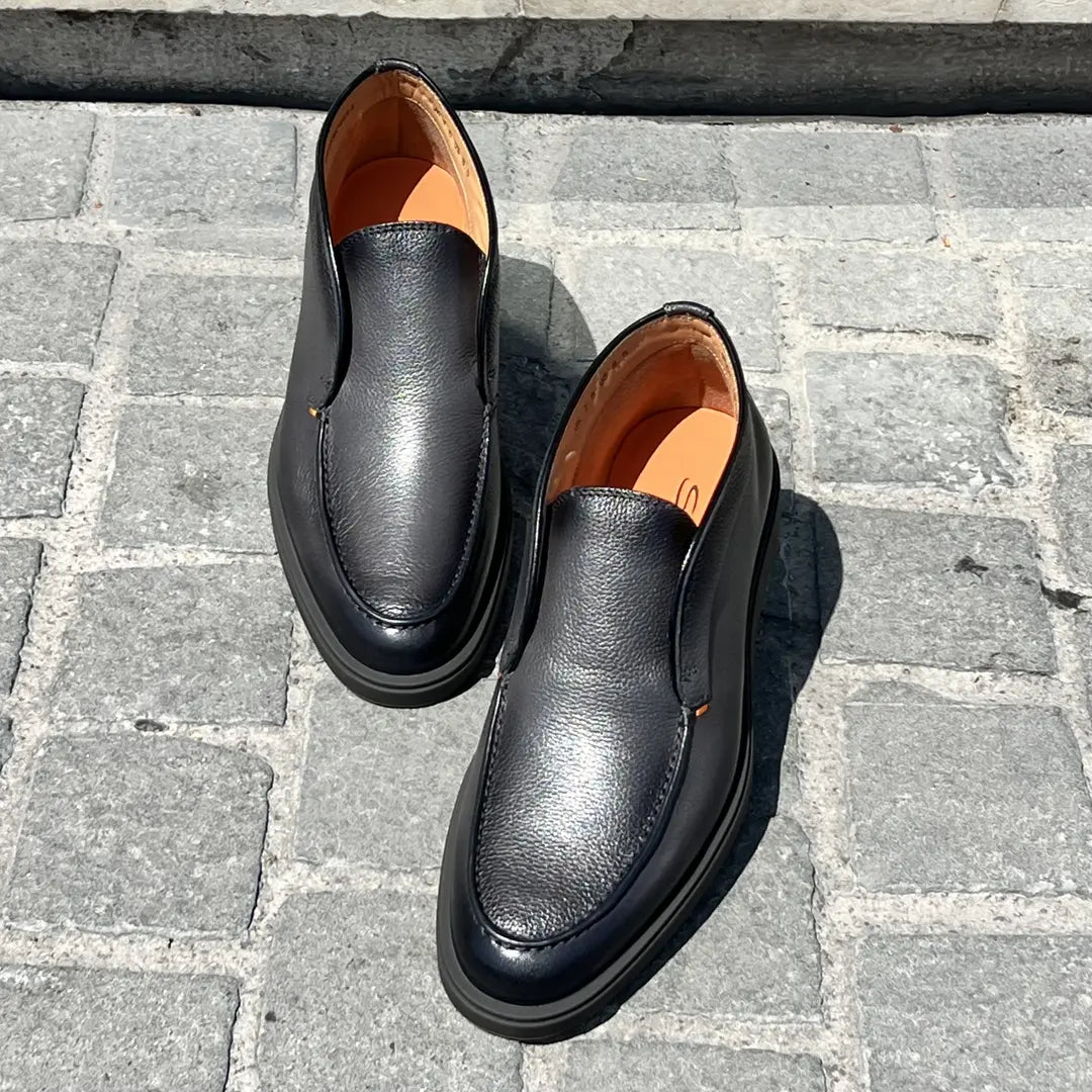 Santoni Slip On Boots in Scotch grain leather, view 4