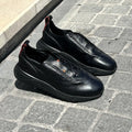 Santoni Fur-lined Sneakers in Scotch grain leather