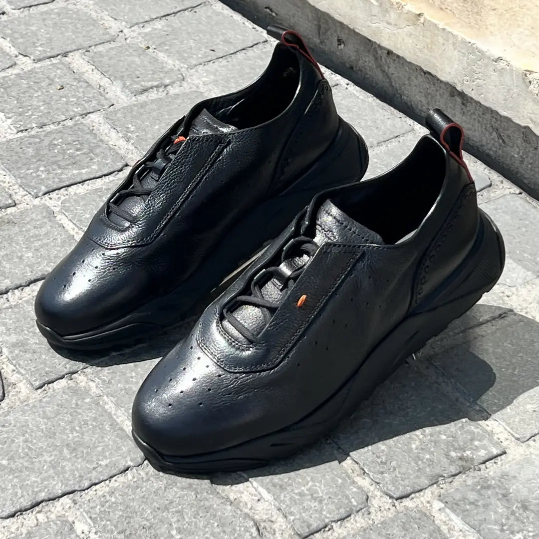 Santoni Fur-lined Sneakers in Scotch grain leather, view 3