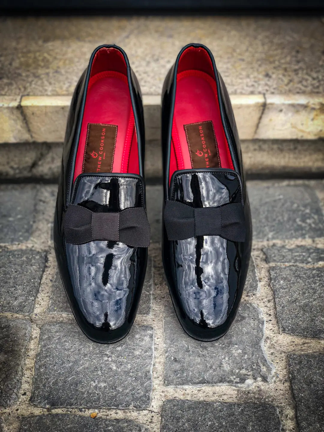 Matthew Cookson Patent Slippers in calf leather, view 4