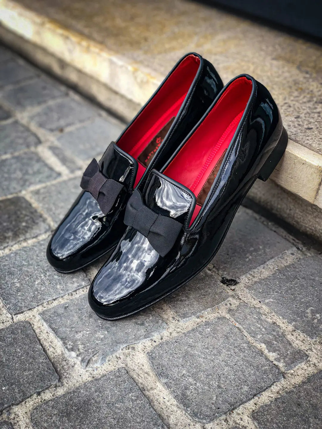 Matthew Cookson Patent Slippers in calf leather, view 3