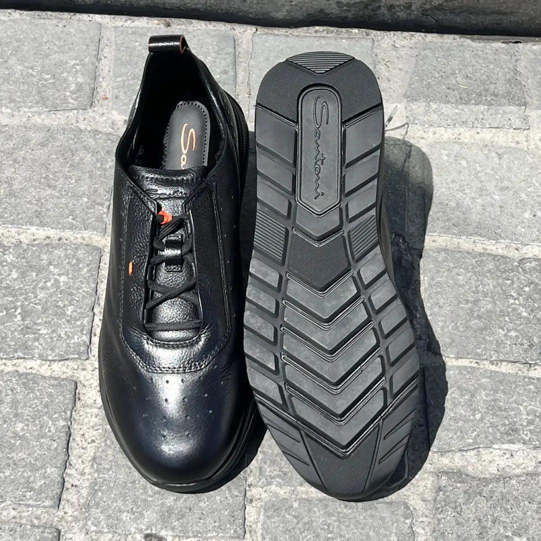 Santoni Fur-lined Sneakers in Scotch grain leather, view 5