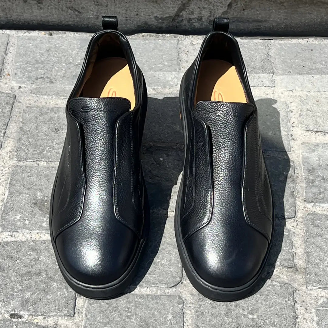Santoni Slip On Sneakers in Scotch grain leather, view 2