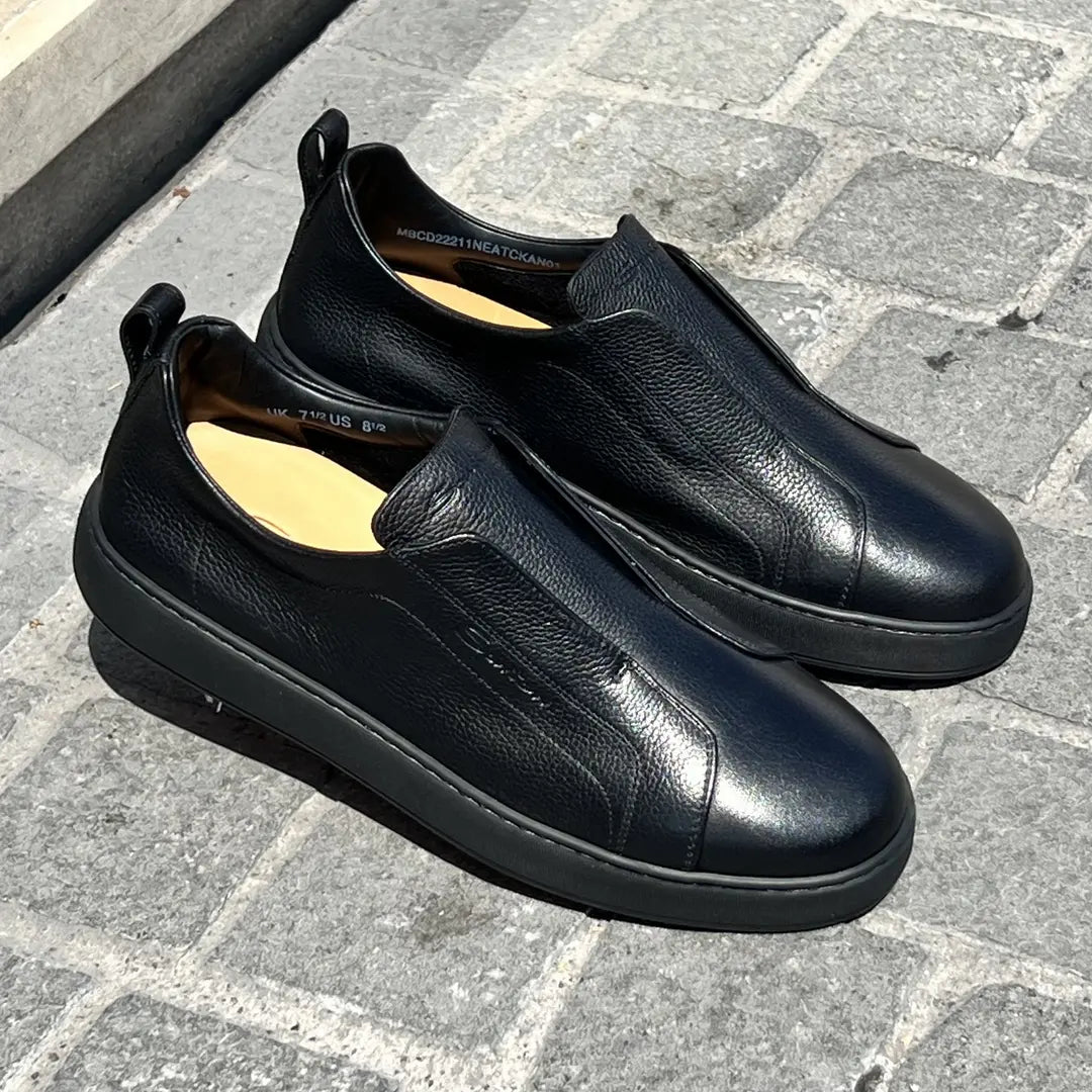 Santoni Slip On Sneakers in Scotch grain leather