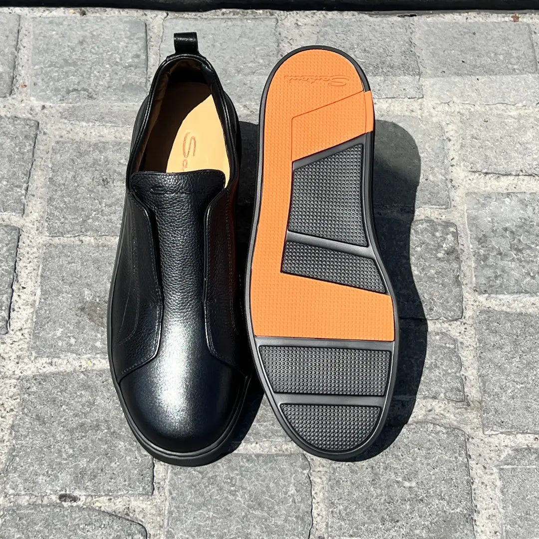 Santoni Slip On Sneakers in Scotch grain leather, view 5