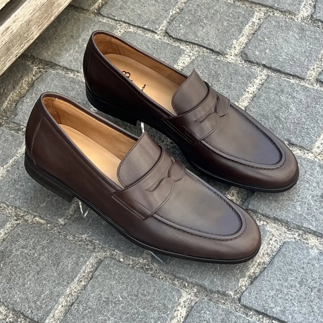 TLB Dark Brown Penny Loafer in calf leather