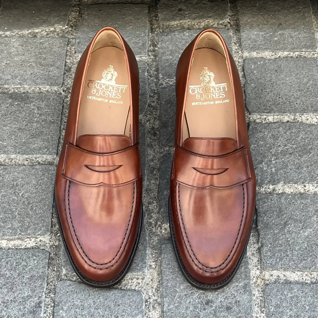 Crockett & Jones Boston Chestnut Penny Loafer in calf leather, view 2
