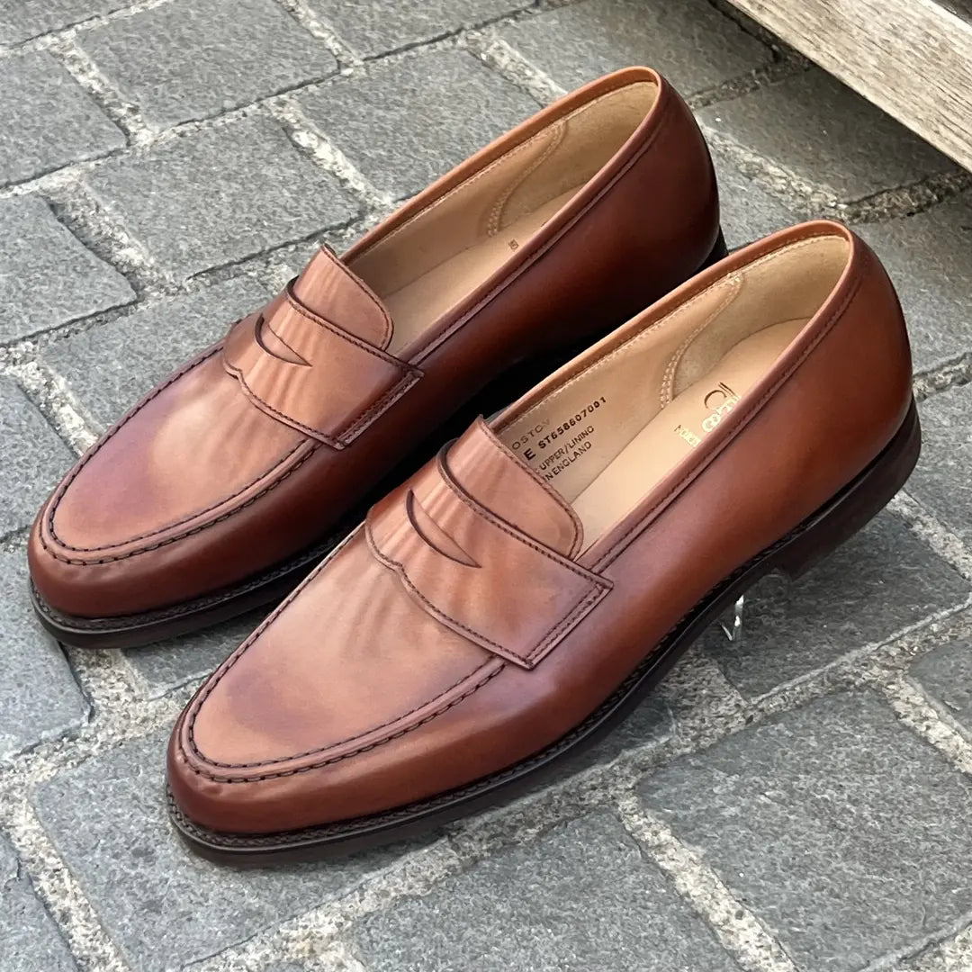 Crockett & Jones Boston Chestnut Penny Loafer in calf leather, view 3