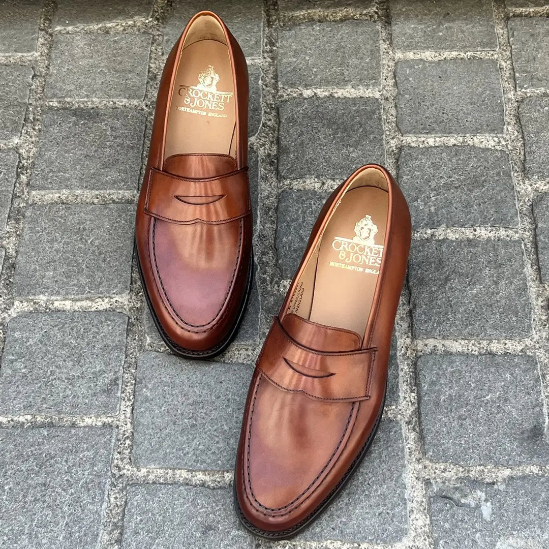 Crockett & Jones Boston Chestnut Penny Loafer in calf leather, view 4