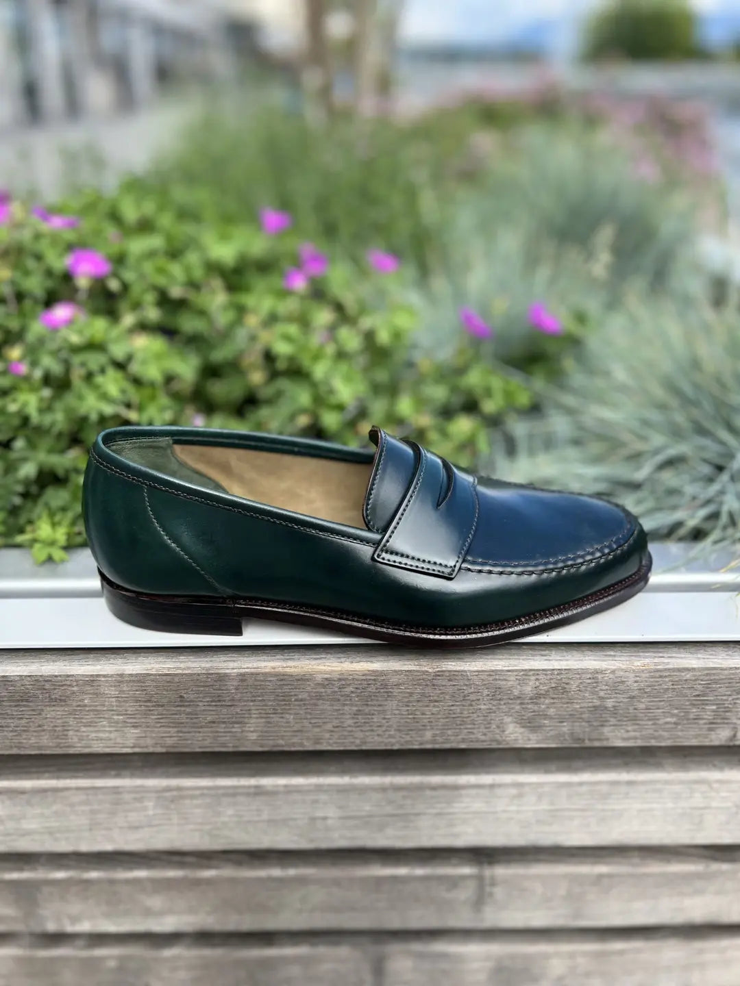 Crockett & Jones Harvard Green Cordovan Special 20th Anniversary Edition Loafer, view 2