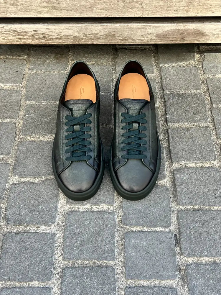 Santoni DBS Trainer Dark Green in Scotch grain leather, view 3
