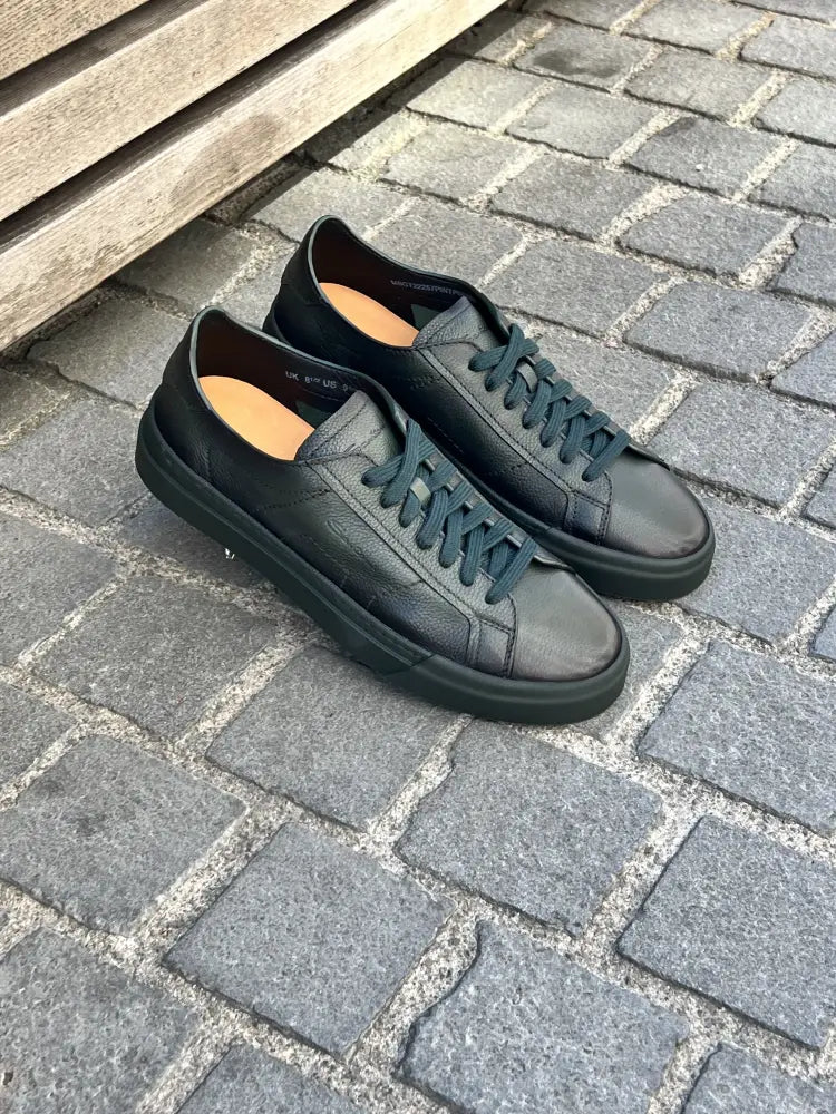 Santoni DBS Trainer Dark Green in Scotch grain leather