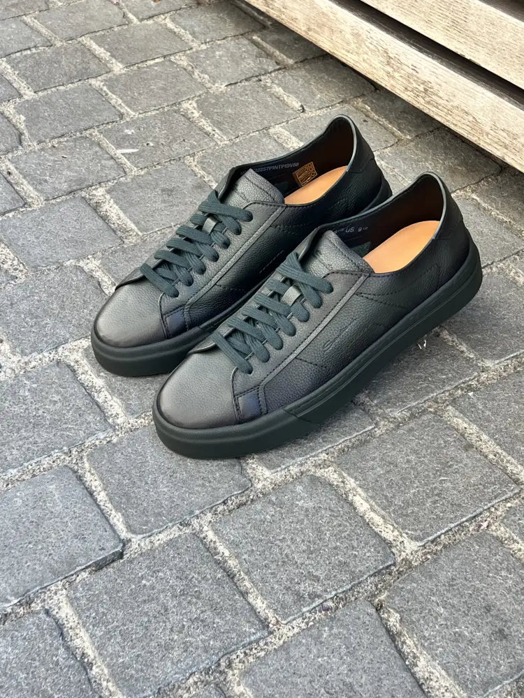 Santoni DBS Trainer Dark Green in Scotch grain leather, view 4
